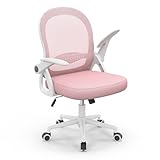 naspaluro Bürostuhl, Ergonomischer Schreibtischstuhl mit Atmungsaktiv Netzbespannung, Hochklappbare Armlehnen, Höhenverstellbarer, Computerstuhl, Leichter Stuhl, 360° Drehstuhl, Rosa