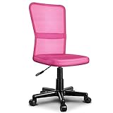 TRESKO Bürostuhl Schreibtischstuhl Drehstuhl, erhätlich in 7 Farbvarianten, mit Kunststoff-Leichtlaufrollen, stufenlos höhenverstellbar, gepolsterte Sitzfläche, Lift SGS-geprüft (Pink)